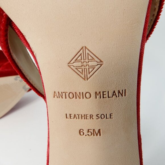 ANTONIO MELANI Ester Velvet Red Flower Heel Pumps Size 6.5 Pointed Toe NEW - Picture 12 of 16